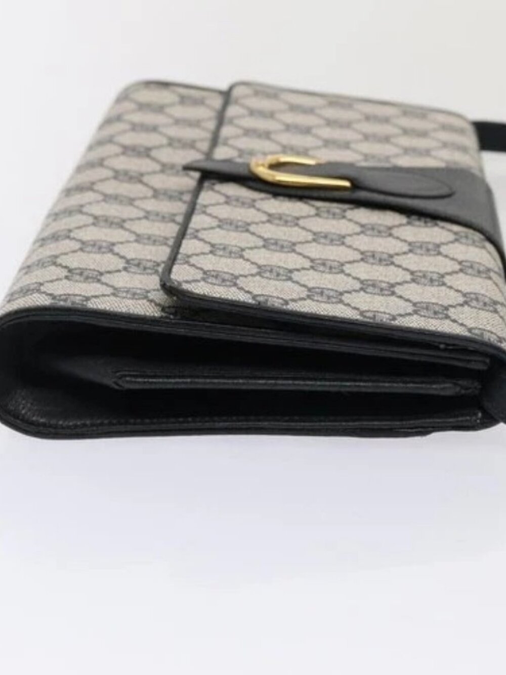 GUCCI GG Supreme Shoulder Bag PVC Leather Navy Gold 94 02 050 Auth ep5428 - Picture 3 of 16